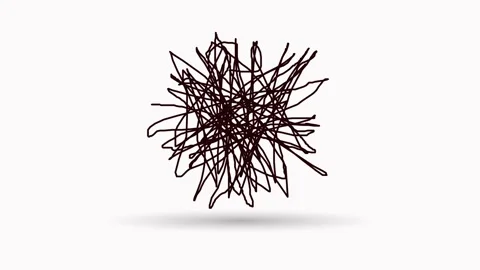 Complex scribble growing organically, isolated on white or with alpha matte. Stock Footage 310650293