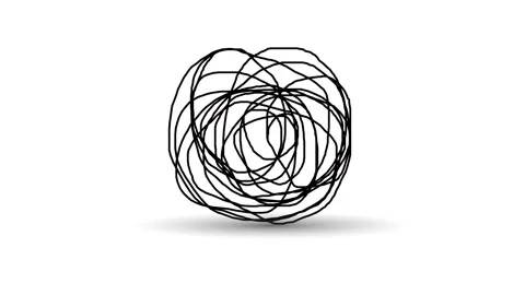 Complex scribble growing organically, isolated on white or with alpha matte. Stockbeeldmateriaal 329152269