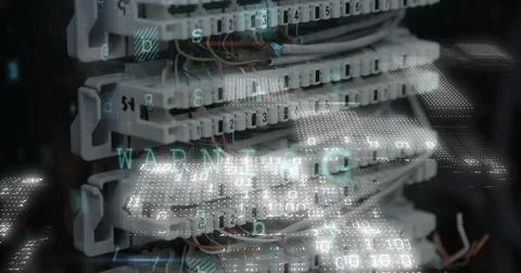 Complex server hardware with various cables and connectors Stockfoto's