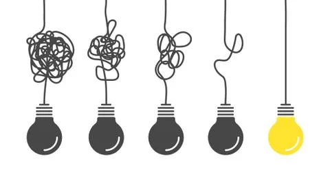 From complex to simple. Simplification streamlining process, complex confusion Stock Illustration