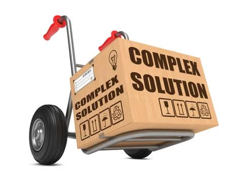 Complex Solution - Cardboard Box on Hand Truck. Stock Illustration