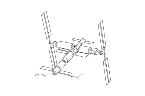 Complex space station vehicle orbiting in outer space Stock-Illustration