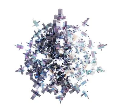 Complex spiky structure with interlocking geometric shapes イラスト素材