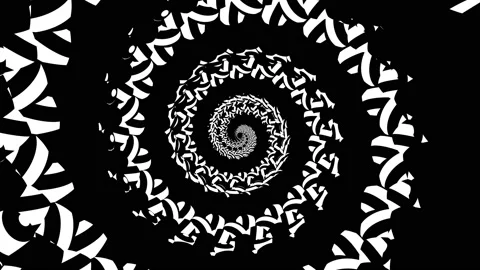 Complex Spiral Black and White Optical Illusion Tunnel Psychedelic spires 스톡 동영상 167910285