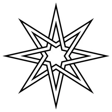 Complex star shapes layered in black and white symmetrical composition Stock Illustration