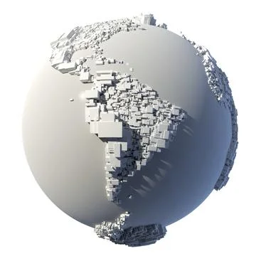 The complex structure of the Earth, consisting of a cubic rectangular shapes, Illustrazione stock