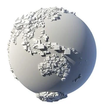 The complex structure of the Earth, consisting of a cubic rectangular shapes, Illustrazione stock