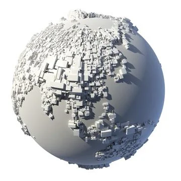 The complex structure of the Earth, consisting of a cubic rectangular shapes, イラスト素材