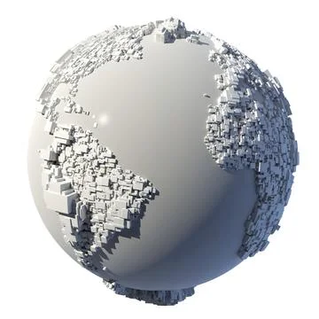 The complex structure of the Earth, consisting of a cubic rectangular shapes, Illustrazione stock