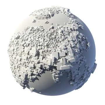 The complex structure of the Earth, consisting of a cubic rectangular shapes, Illustrazione stock