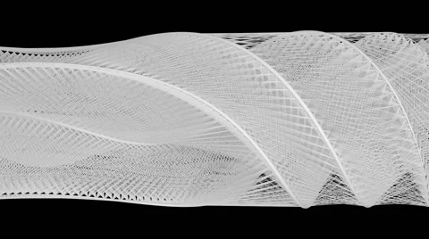 Complex structure of flowing white lines - on black background (FULL HD) Video stock 64923682