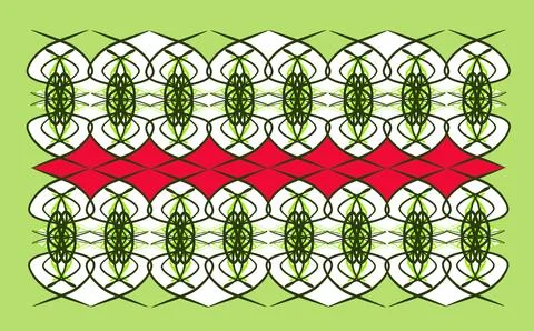 Complex Symmetrical Line Art Pattern with Red Accent Band Illustrazione stock