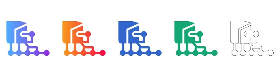 Complex System Architecture and Process Flow Icons Illustrazione stock