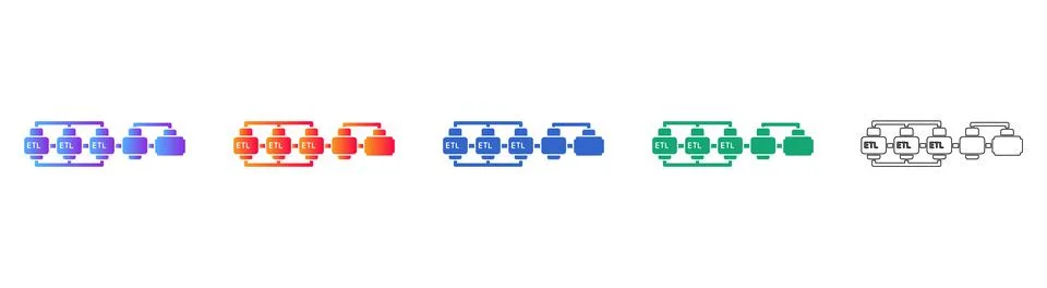 Complex System Architecture Icon Set Stock Illustration