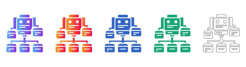 Complex System Architecture Icon Set Stock Illustration