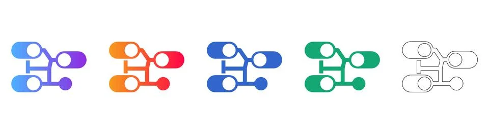 Complex System Branching Diagram Icon Series Illustrazione stock