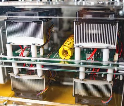 Complex system of equipment and microcircuits 스톡 사진