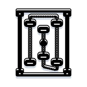 Complex system with interconnected mechanisms and process flow Stock Illustration