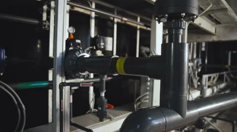 Complex System of Pipes. Water Industry. Plumbing. Aqueduct. Waterworks. Stock Footage 64621053