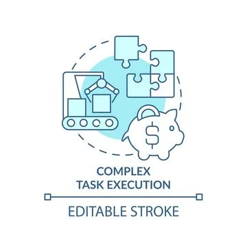 Complex task execution turquoise concept icon Stock Illustration