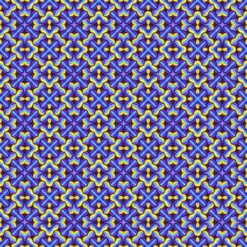 Complex tech-inspired 3D pattern in a blue and yellow palette Stock Illustration