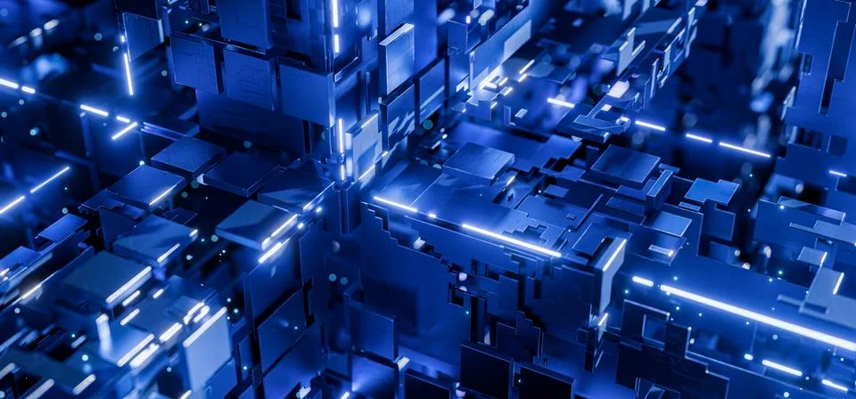 Complex technical design. Blocks, lines, infographics. Video game. Futuristic Stock Illustration
