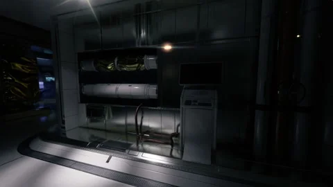 Complex technical environment featuring cable runs and security hardware Stock Footage 335593756