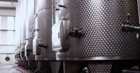 Complex technological industrial equipment in winery or production equipment of Stock Footage 204899514