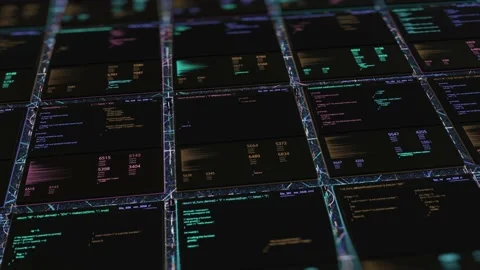Complex technology with abstract data blocks, seamless loop. Animation. Internet Stock Footage 149280377
