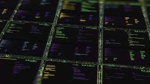Complex technology with abstract data blocks, seamless loop. Animation. Internet Stock Footage 149334739
