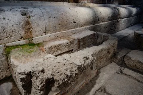 This complex testifies to what remains of the Italic temple from the second h Stock Photos