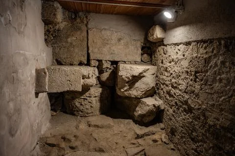 This complex testifies to what remains of the Italic temple from the second h Stock Photos