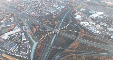 Complex traffic intersection roundabout. Symbolic for choice, direction, route Stock Footage 229128725