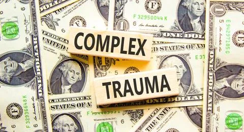 Complex trauma words symbol. Concept words Complex trauma on beautiful wood.. Stockfoto's