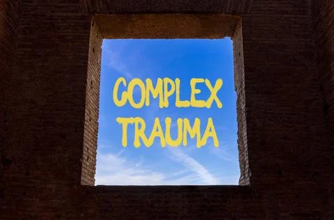 Complex trauma words symbol. Concept words Complex trauma on beautiful wind.. Stock Photos