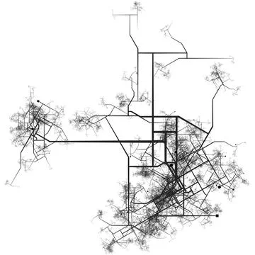 Complex Urban Road Network Infrastructure Planning System Stock Illustration