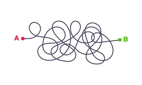 Complex way from point A to B vector illustration. Stock Illustration