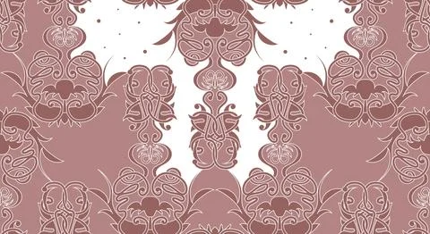 Complex weaves, curls, dots in a seamless pattern reminiscent of Old Russia.. Stock Illustration