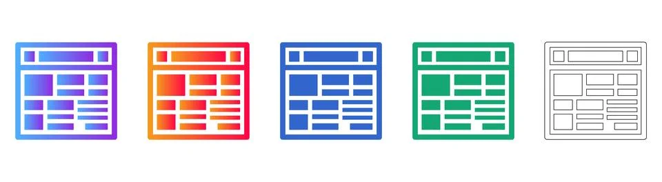 Complex Website Layout or Grid Design Illustration Set Illustrazione stock