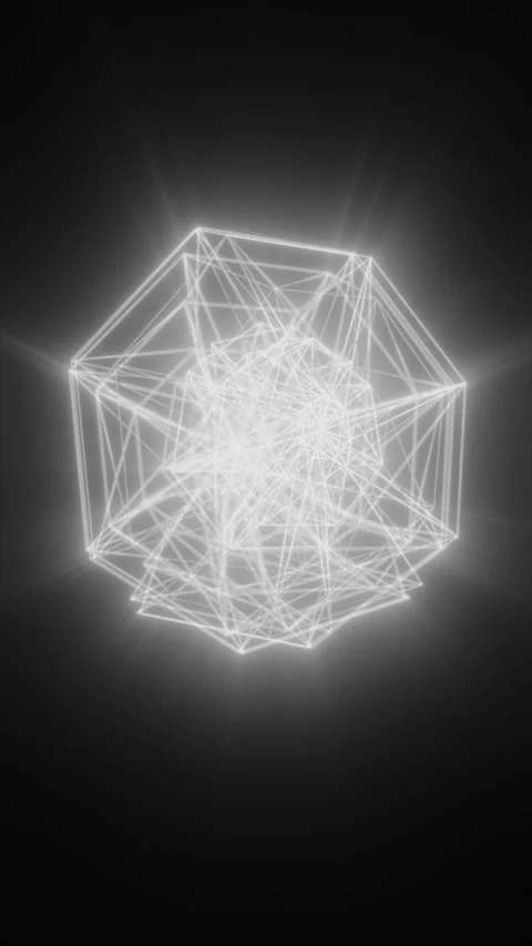 Complex white geometric wireframe sphere with intersecting luminous lines a.. Stock Footage 342128727