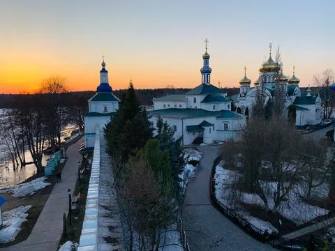 Complex of white orthodox churches Stock Photos