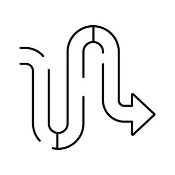 Complex winding path arrow showing navigation and detour 库存插图