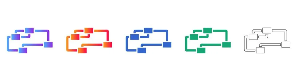 Complex Workflow Process Icon Set 스톡 일러스트