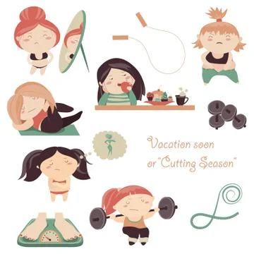Complexity of womens weight losing Illustrazione stock