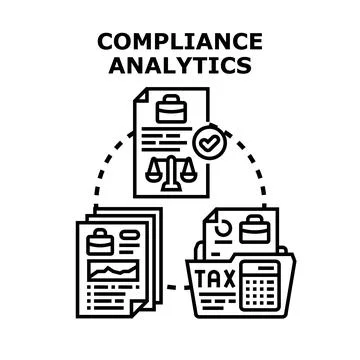 Compliance analytics process evaluating regulation and financial data イラスト素材