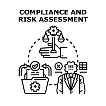 Compliance and risk assessment process managing regulations Stock Illustration