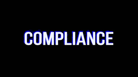 Compliance. Animation of Text With Glitch Effect Video stock 124770632