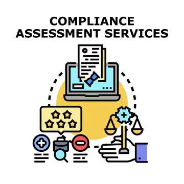 Compliance assessment services evaluating regulatory business standards Stock Illustration