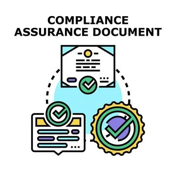 Compliance assurance document completing regulatory requirements process Stock Illustration