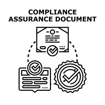 Compliance assurance document completing regulatory requirements process Stock Illustration